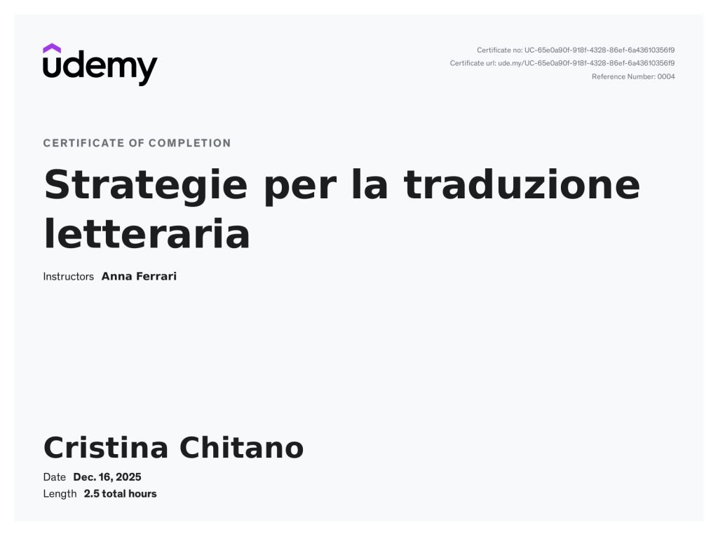 alt="Certificate-Udemy-Literary Translation-Cristina-Chitano"